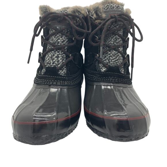 Khombu Keri Suede Duck Boots Women's Sz 7 Black Waterproof Lace Up Ankle - Picture 2 of 9